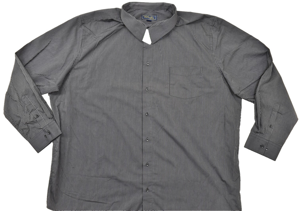 KSS Signature Men's Size 20 37/8 Tall Button Down Shirt Black Gray Striped Long